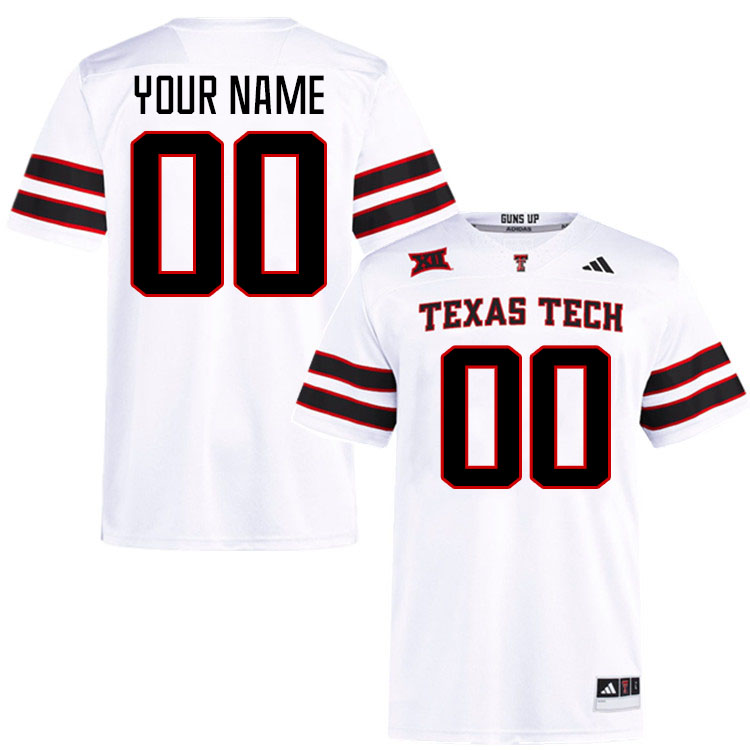 Custom Texas Tech Red Raiders Football Jerseys Stitched-White